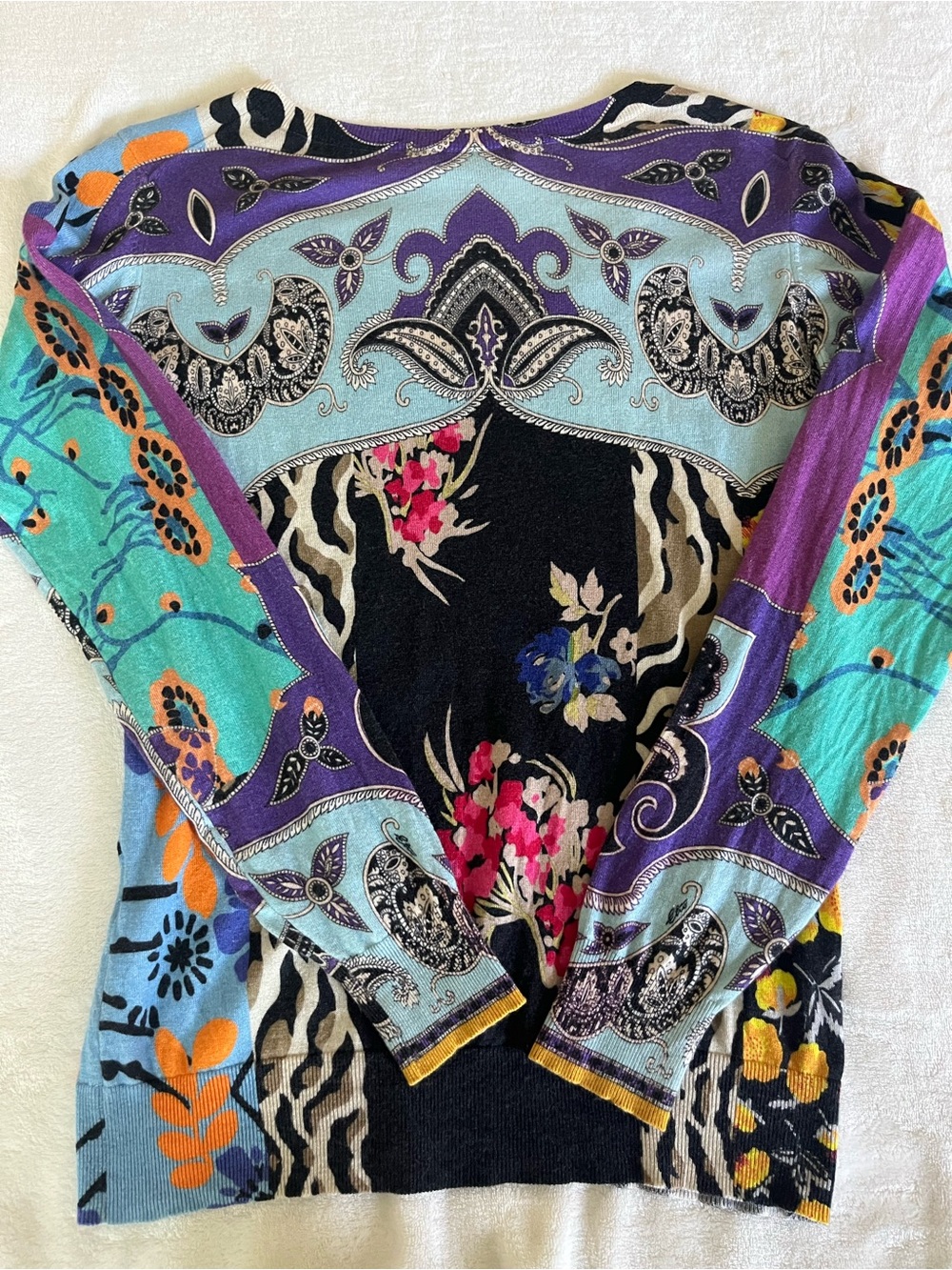 Etro Multicolor Floral Paisley V‑Neck Knit Top - Made in Italy 🇮🇹 - Picture 3 of 7